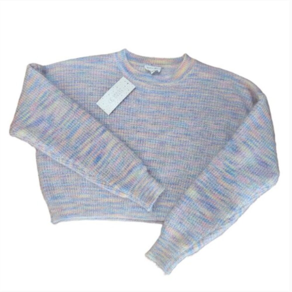 NWT Sienna Sky Cropped Knit Sweater in Soft Pastel | Medium
